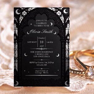 Invitation Luxueux velours noir dentelle gothique douche de m