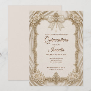 Invitation Luxueux Vêtements de Quinceañera avec Arc en Or et