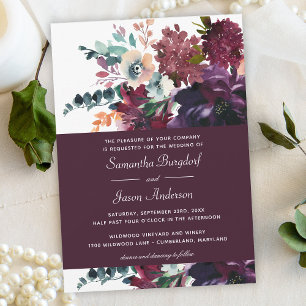 Invitation Luxueux Vin Elégant Aquarelle Mariage Floral