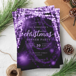 Invitation Luxueux violet à cordes d'hiver lumières Noël
