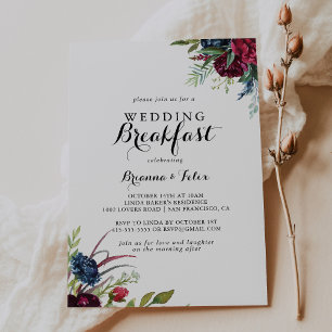 Invitation Luxueux Whimsical Boho Floral Mariage Petit déjeun