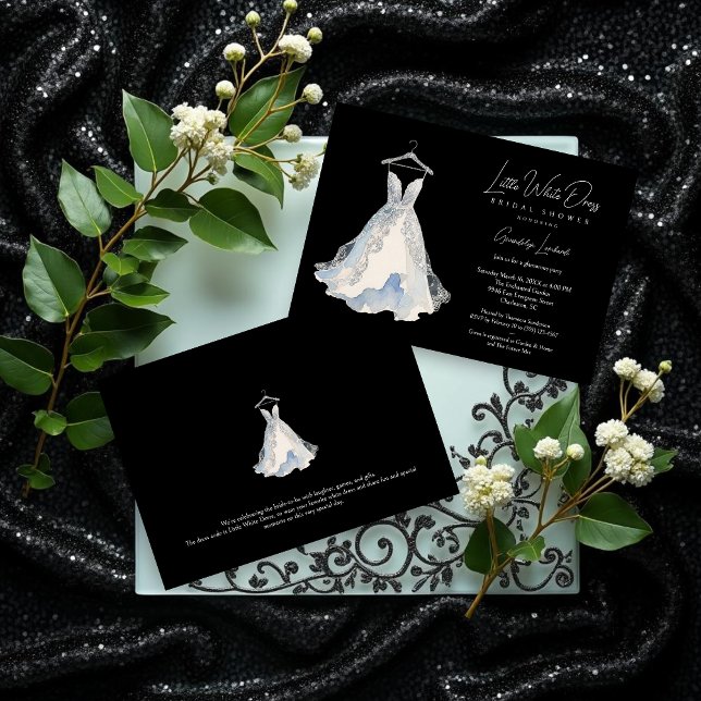 Invitation Luxurious Little White Dress Glitter Bridal Shower (Luxurious Little White Dress Glitter Effect Bridal Shower Invitation Card Design.)