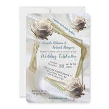 Luxurious, White, Flowing Silk & White Roses.