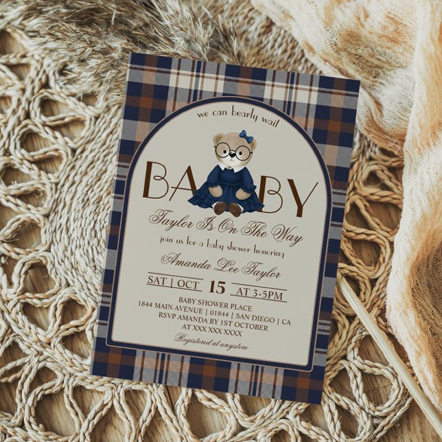 Invitation Luxury Bear Preppy Girl Baby Shower (Créateur téléchargé)