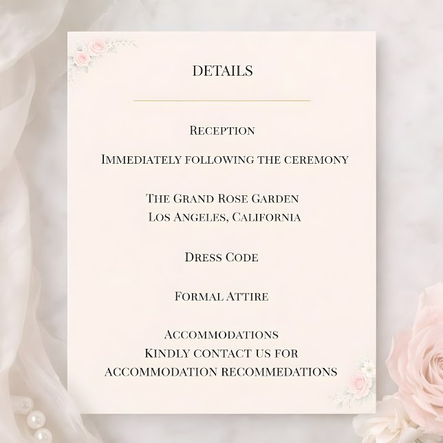 Invitation Luxury Blush Floral Details Card (Créateur téléchargé)