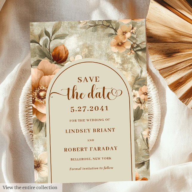 Invitation Luxury Boho Earthy Ivory Sage Floral Save the Date (Luxury Boho Earthy Ivory Sage Floral Save Date)