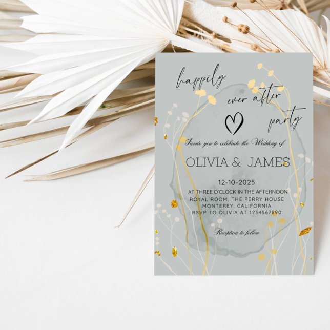 Invitation Luxury Botanical Wedding -Happily Ever After Party (Créateur téléchargé)