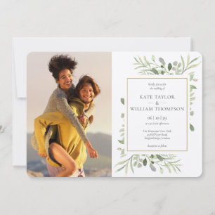 Invitation Luxury Chic Botanical Greenery Photos Mariage