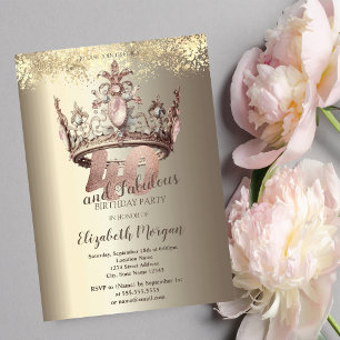 Invitation Luxury Crown Gold Confetti 40e anniversaire