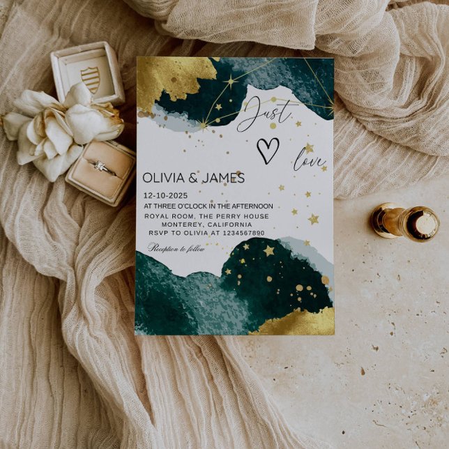 Invitation Luxury Galaxy Wedding - "Just Love" Starry Party (Créateur téléchargé)