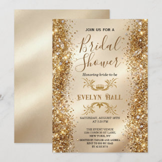 Invitation Luxury Gold Glitter Bachelorette Party