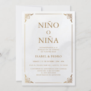 Invitation Luxury Gold Ornate Cream espagnol Genre Revela