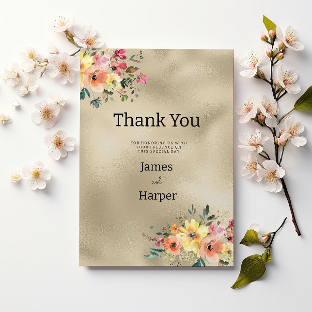 Invitation Luxury gold pink orange floral theme Thank You (Luxury gold pink orange floral theme Thank You )