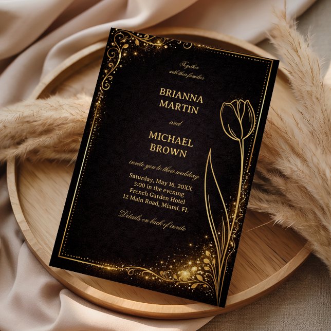 Invitation Luxury Gold Tulip Sparkle (Créateur téléchargé)