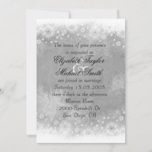 Invitation Luxury Grey Frosty Snowflake Hiver Mariage Invitat