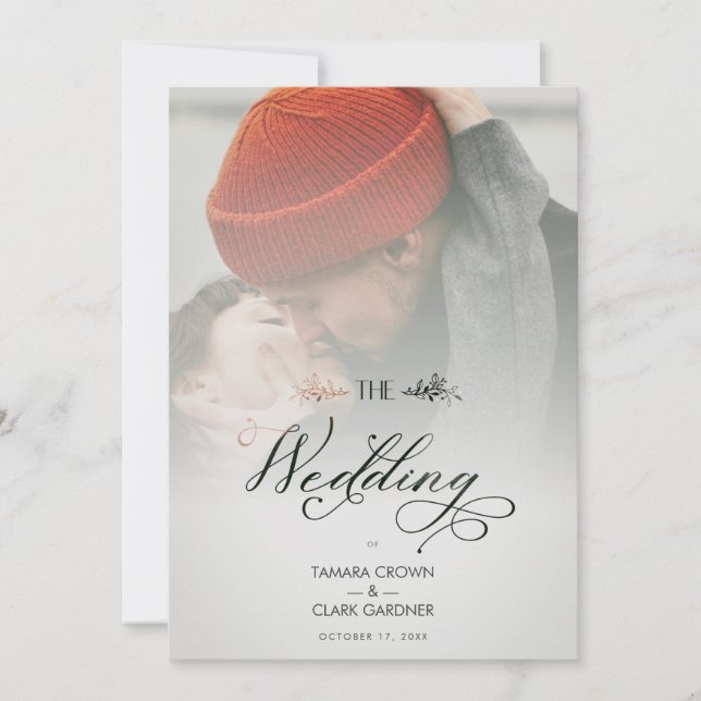 Invitation Luxury Modern Transparency Wedding Photo Script (Devant)