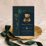 Invitation Luxury Polo Plaid Teddy Bear Boy Baby Shower<br><div class="desc">Drawing inspiration from polo club elegance and classic equestrian tradition, this teddy bear themed invitation sets the stage for a sophisticated baby shower with enduring appeal. A rich palette of deep navy and forest green, accented by a graceful statement bow, creates a look that feels both heritage-inspired and effortlessly luxurious....</div>