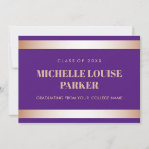 Invitation Luxury Rose Gold Purple Photo Graduation
