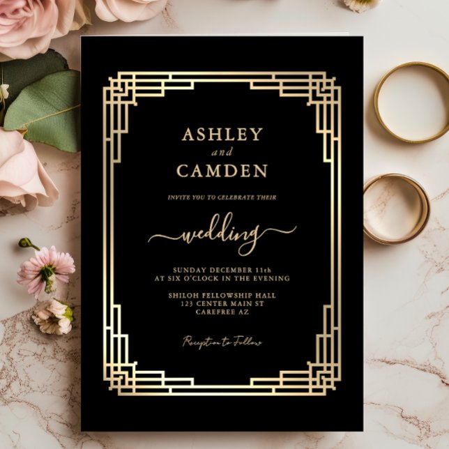 Invitation Luxury Vintage Gold Frame Wedding (Créateur téléchargé)