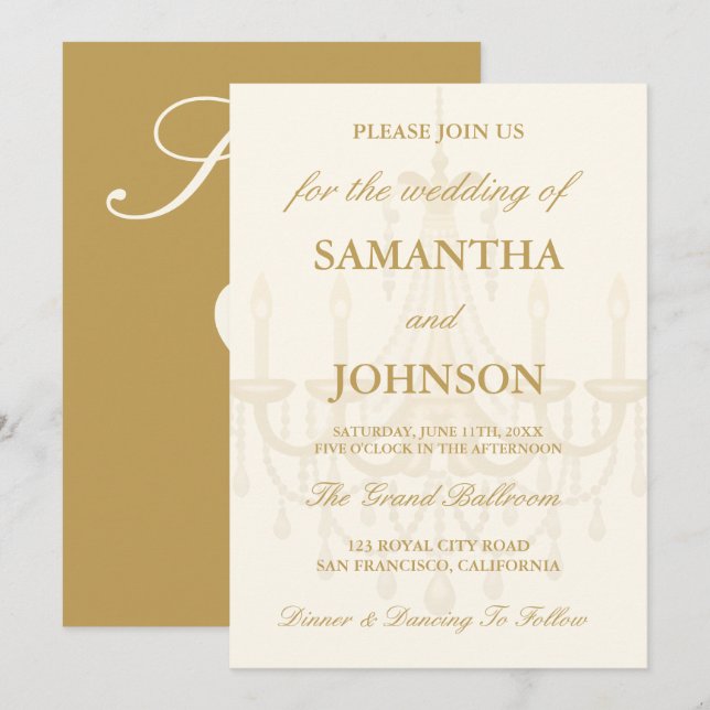 Invitation Luxury Vintage Ivory Ballroom Wedding Invite (Devant / Derrière)