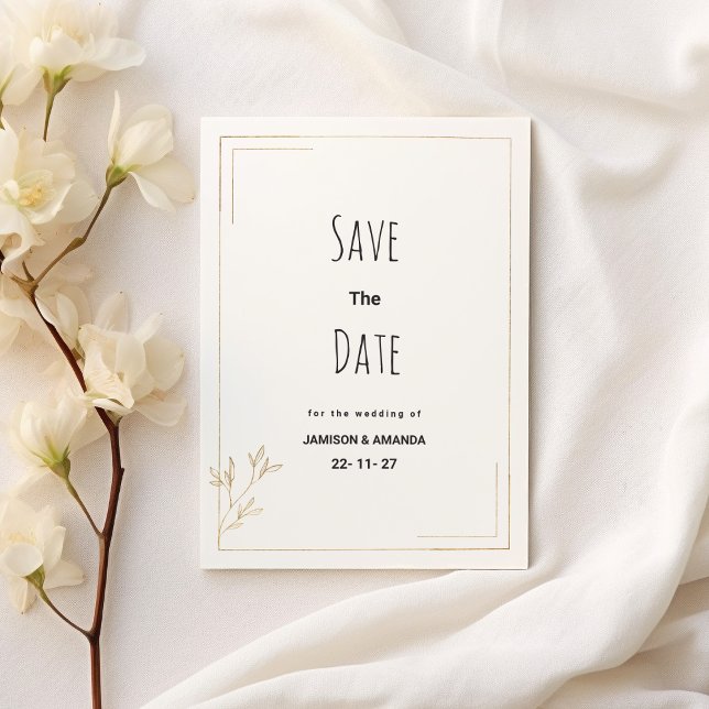 Invitation Luxury white gold geometric floral Save The Date (Luxury white gold geometric floral Save The Date )