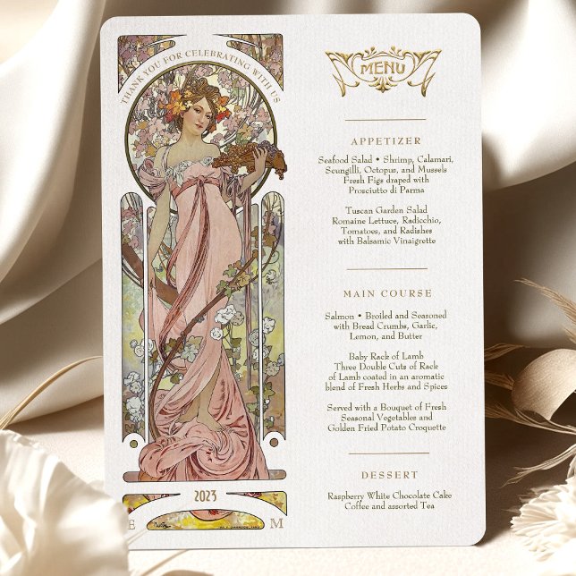 Invitation Luxus Menu Mariage Art Nouveau par Mucha (Créateur téléchargé)