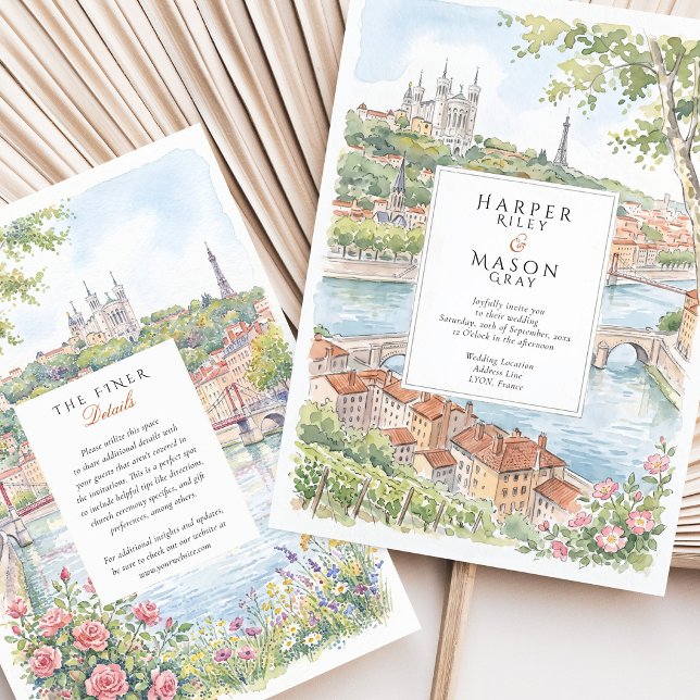 Invitation Lyon France Basilique de Fourvière Saône Mariage (Créateur téléchargé)