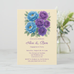 Invitation Lyons Blue Peony et Fig Purple Engagement Party
