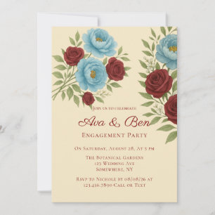 Invitation Lyons Blue Peony et Red Roses