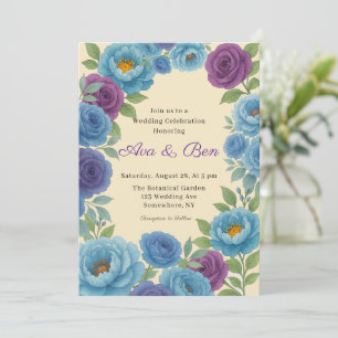 Invitation Lyons Blue Peony & Fig Purple Rose Mariage