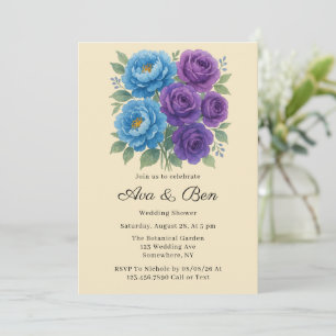 Invitation Lyons Blue Peony & Fig Purple Rose Wedding shower
