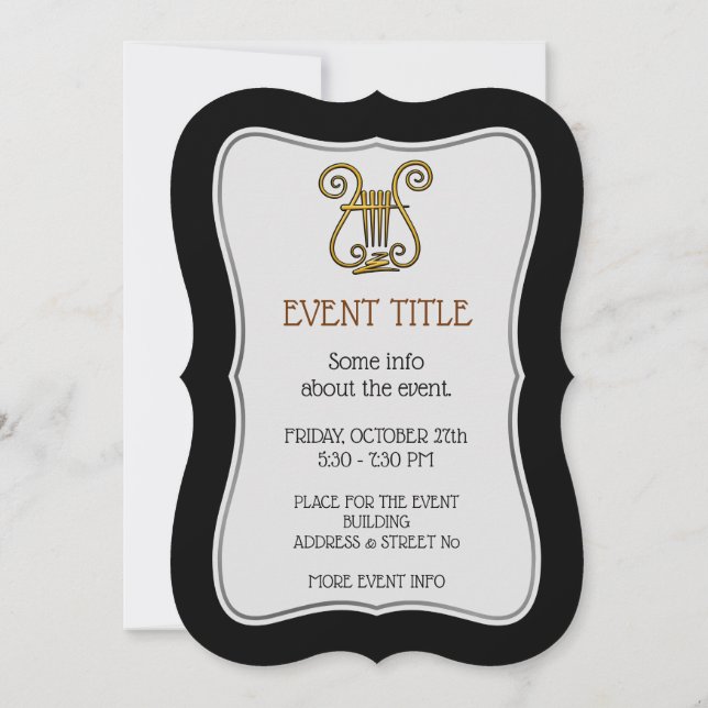 Invitation Lyre d'or (Dos)