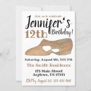 Invitation Lyrical Modern Dance Chaussure Anniversaire Party 