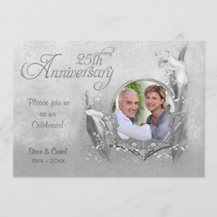 Invitation Lys calla argent 25e anniversaire de mariage