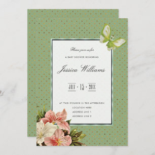 Invitation Lys chic et Baby shower papillon Gem