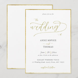 Invitation Lys de printemps du Mariage de calligraphie d'or d