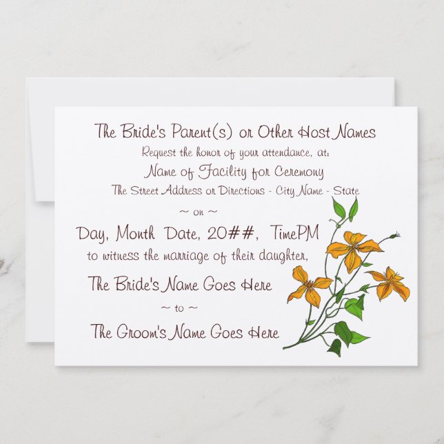 Invitation Lys de tigre (Faire-part de mariage) (Devant)