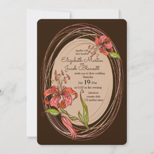 Invitation Lys de tigres Mariage, brun foncé