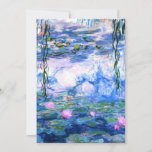 Invitation Lys d'eau rose Monet<br><div class="desc">Une carte d'invitation Monet nénuphars rose avec de belles nénuphars roses flottant dans un étang bleu calme avec des nénuphars. Un grand cadeau Monet pour les amateurs d'impressionnisme et d'art français. Impressionnisme nature serein avec de belles fleurs et paysage d'étang pittoresque.</div>