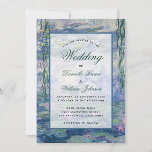 Invitation Lys Floral Water Monet Peinture Élégante Mariage