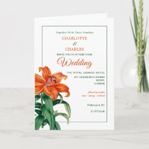 Invitation Lys orange brûlés Mariage floral élégant