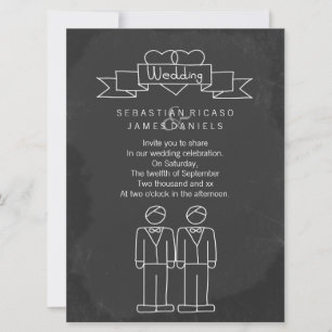 Invitation M. et M. Doodle Chalkboard Gay Mariage