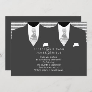 Invitation M. et M. Gray Costume et Cravate Mariage gay