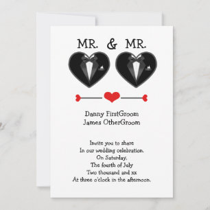 Invitation M. et M. Love Heart Tuxedo Mariage gay