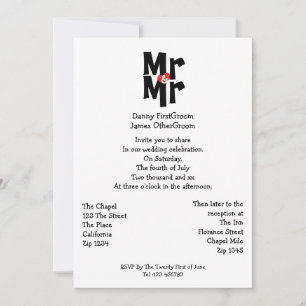 Invitation M. Et M. Modern Bold Mariage gay
