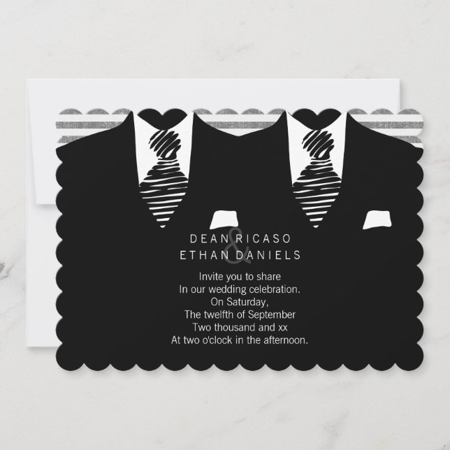 Invitation M. et M. Suit et Cravate Gay Mariage (Devant)