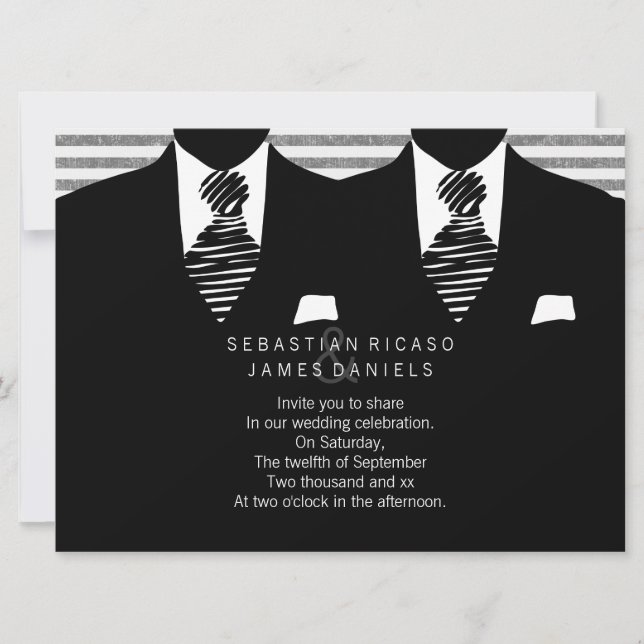 Invitation M. et M. Suit et Cravate Gay Mariage (Devant)