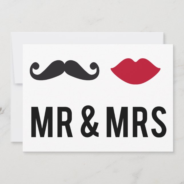 Invitation M. et Mme avec moustache et lèvres roug (Devant)