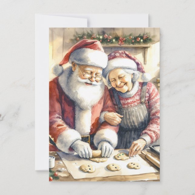Invitation M. et Mme Claus Baking Cookies Custom Christmas (Devant)