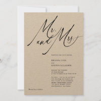M. et Mme Moderne Calligraphie noir Mariage blanc